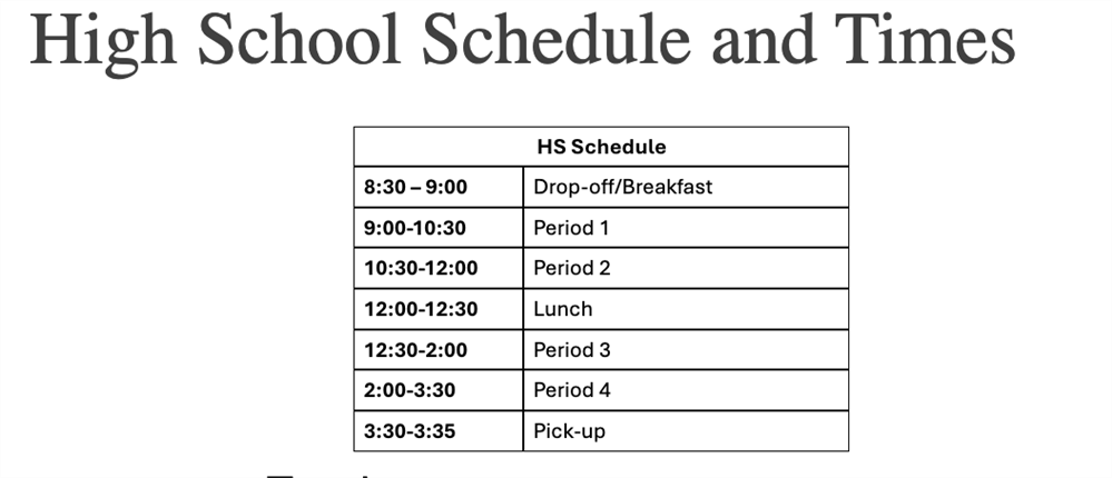 Schedule and Hours